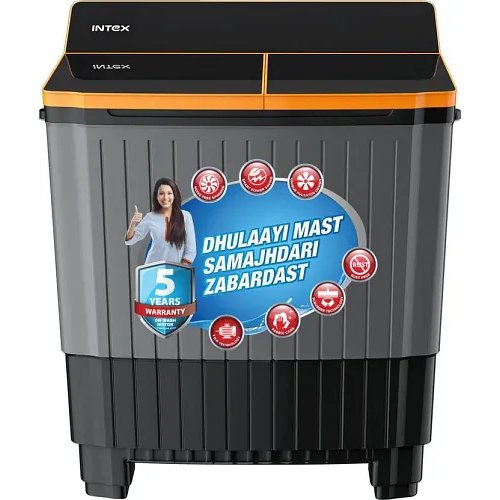 Intex Washing Machine (SA80DBFG)| 8 KG Semi-Automatic Washing Machine (Black )