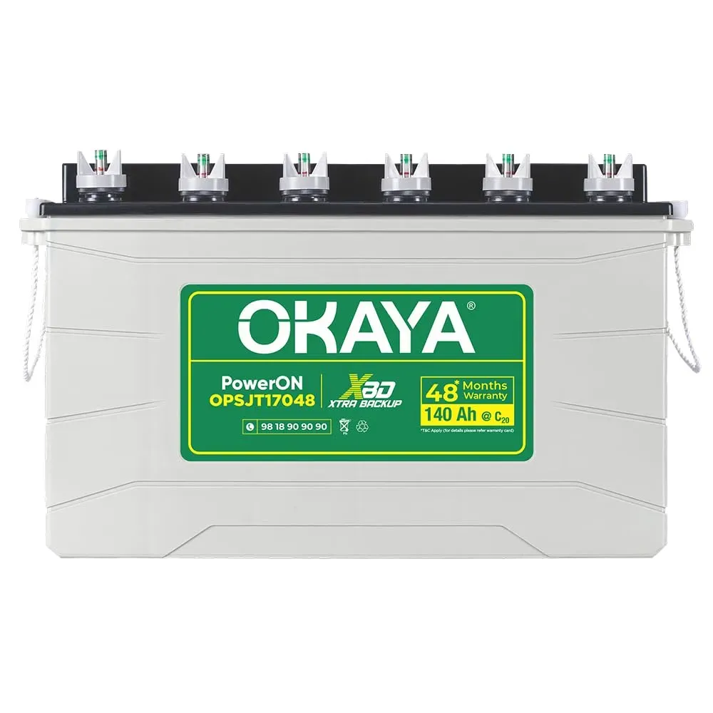 OKAYA PowerON OPSJT17048 140Ah Super Jumbo Tubular Advanced Battery | Extra Backup (XBD Technology)