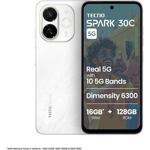 Tecno Spark 30C 5G (Aurora Cloud, 128 GB) (8 GB RAM)