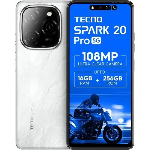 Tecno Spark 20 Pro 5G (Glossy White, 128 GB) (8 GB RAM)