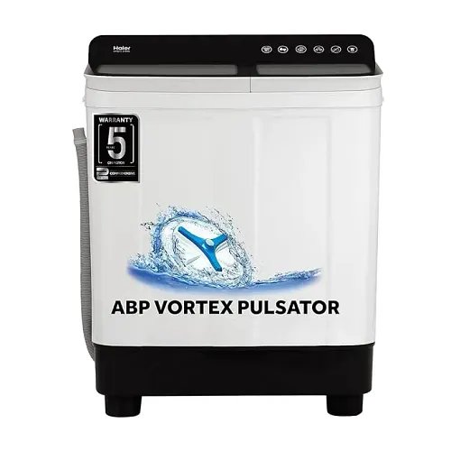 Haier 7 Kg 5 star Semi Automatic Top Loading Washing Machine HTW70-178BKN, Black, Magic Filter, 1300 RPM & Castors)