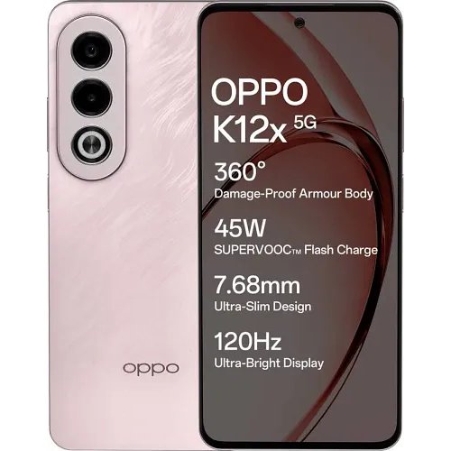Oppo K12x 5G with 45W Supervooc Charger In-The-Box (Feather Pink, 256 GB) (8 GB RAM)