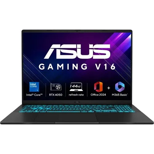 Asus Gaming V16, Gaming Laptop, Intel Core 5 210H (16GB/512GB/RTX 4050/16.0" WUXGA/Windows 11 Home/Office Home 2024 + M365 Basic (1 Year Validity)*) V3607VU-RP550WS