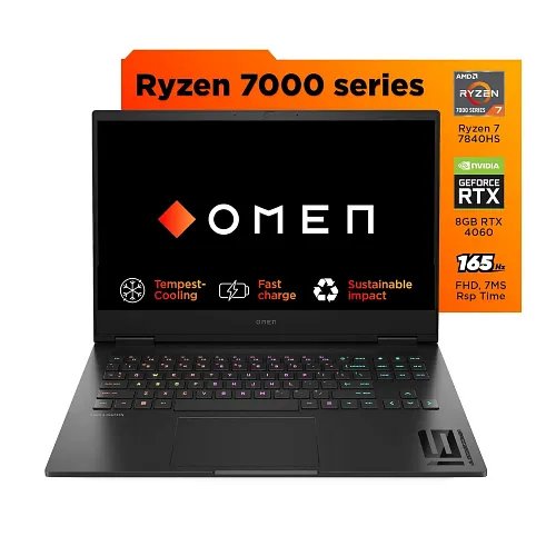 HP Omen, AMD Ryzen 7-7840HS, 8GB NVIDIA GeForce RTX 4060 Gaming Laptop (32GB RAM, 1TB SSD), 165Hz, 7ms, IPS, 16.1"/40.9cm, Win 11, Office 2021, Black, 2.37Kg, RGB KB, Tempest Cooling, xd0017AX