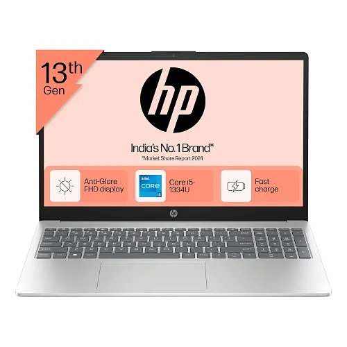 HP 15, 13th Gen Intel Core i5-1334U Laptop (16GB DDR4, 512GB SSD) Anti-Glare, 15.6"/39.6cm, FHD, Win 11, MS Office 21, Silver, 1.59kg, Intel Iris Xe Graphics, 1080p FHD Camera, Backlit KB, fd0221TU