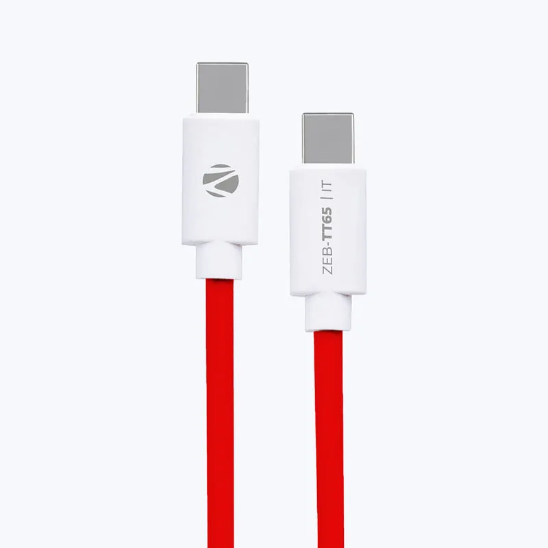 ZEBRONICS Tt65 Type C - Type C Cable, 65 Watts Pd, Rapid Charging, Charge & Sync, 1 Meter