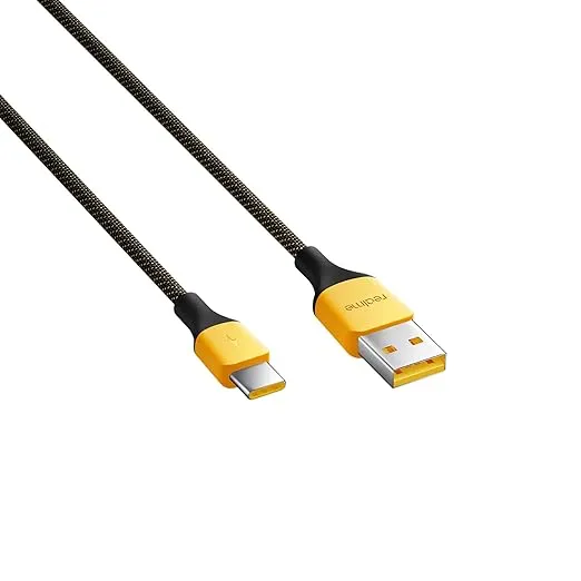 Realme USB Type C Braided Cable (Black) with Fast Charging Support upto 27W for Smartphone | RMW2189