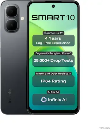 Infinix Smart 10 (Sleek Black, 64 GB) (4 GB RAM)