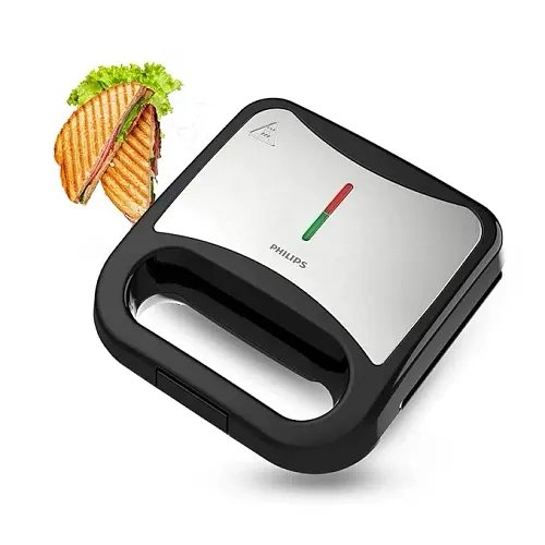 Philips HD3000/80 IN SANDWICH MAKER TOAST | XL size | Black with Metallic Finish | Non Stick Plate | UHD Technology | Easy Locking