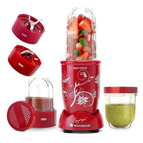 Wonderchef Bolt 600 W Juicer Mixer Grinder (Nutri-blend | 2 Jars | With Sipper Lid | Red)