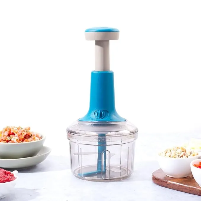 Wonderchef Glory Push Chopper 800 ml | 3 Stainless Steel Blade | Anti-Slip Handle | 1 Year Warranty