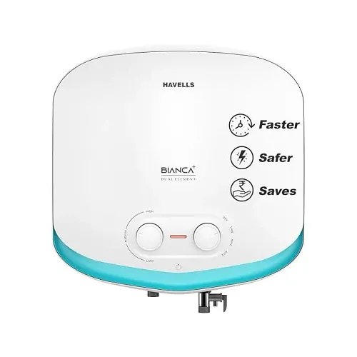 Havells All New Bianca+ 10L 5 Star 3-in-1 Convertible Storage Water Heater(Geyser)|Dual Element|33% Fast Heating|Shock Safe Plug|7 Year Tank & 5 Year element Warranty|Free Installation & Flexi pipe