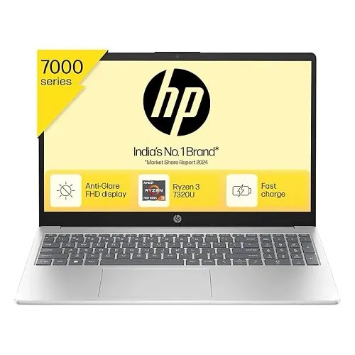 HP 15, AMD Ryzen 3 7320U, 8GB LPDDR5, 512GB SSD, Anti-Glare, Micro-Edge, 15.6-inch (39.6 cm), FHD, AMD Radeon Graphics, 1080p HD Camera, (Win 11, Silver, 1.59 kg), fc0154AU
