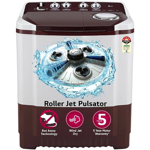 LG 8 kg 5-Star Semi-Automatic Top Load Washing Machine with Roller Jet Pulsator - Maroon (P8035SRAZ)