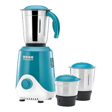 Usha Speed Master 500W with 3 Jars, 100% Copper Motor, 4-Fin Techno Blades For Finer Grinding, SS Jars With Flow Breakers, 20000+ RPM, 5 Years Warranty on Motor