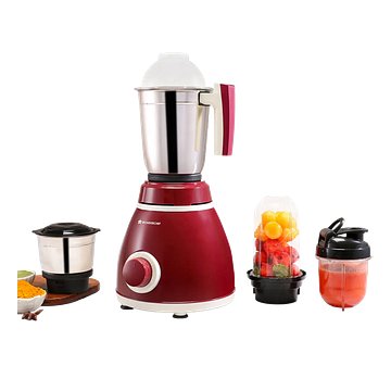 Wonderchef Acura Plus 500 W Mixer Grinder 4 Stainless Steel Jars with Sipper Jar (Red)