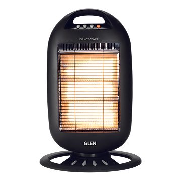 Glen HA 7017 HL Black 1200 watt Electric Halogen Room Heater with 3 Heat Settings Black-HA7017HL Halogen Room Heater