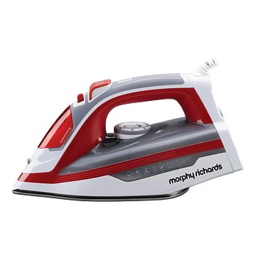 Morphy Richards Ultra Glide 1600W Steam Iron, Teflon Coated Soleplate, Red & Grey