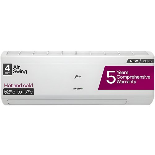 Godrej 1.5 Ton 3 Star, Hot & Cold, 5 Years Comprehensive Warranty, Inverter Split AC (Copper, 2025 Model, 5-In-1 Convertible, AC 1.5T SIH 18ITC3 WYC, White)