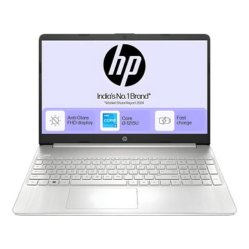 HP 15s,12th Gen Intel Core i3-1215U, 8GB DDR4, 256GB SSD, Anti-Glare, Micro-Edge, 15.6-inch(39.6cm) FHD Laptop, Intel UHD Graphics, Full-Size KB (Win 11, Office 21, Silver, 1.69kg) fy5010tu