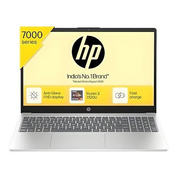HP 15, AMD Ryzen 3 7320U, 8GB LPDDR5, 512GB SSD, Anti-Glare, Micro-Edge, 15.6-inch (39.6 cm), FHD, AMD Radeon Graphics, 1080p HD Camera, (Win 11, Silver, 1.59 kg), fc0154AU