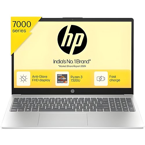HP 15, AMD Ryzen 3 7320U, 8GB LPDDR5, 512GB SSD, Anti-Glare, Micro-Edge, 15.6-inch (39.6 cm), FHD, AMD Radeon Graphics, 1080p HD Camera, (Win 11, Silver, 1.59 kg), fc0154AU