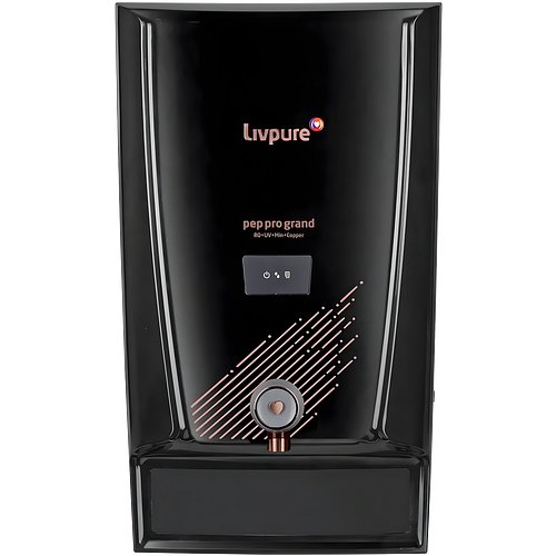 Livpure Pep Pro Grand RO+UV+Mineraliser+Copper, 15 LPH Water Purifier | Suitable for Borewell, Tanker, Municipal Water - 7 L Storage Tank, Black