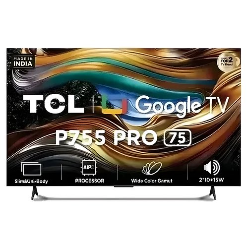 TCL 190.5 cm (75 inch) Ultra HD (4K) Google TV, 75P755 PRO, Black