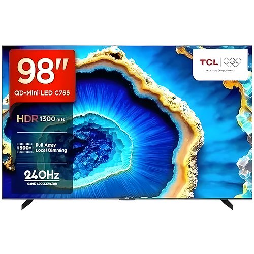 TCL 248 cm (98 inches) 4K Ultra HD Smart QD-Mini LED Google TV 98C755 (Black)