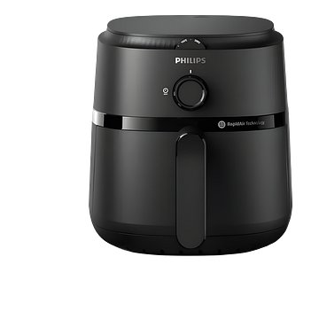 Philips Air Fryer NA120/00, uses up to 90% less fat, 1500W, 4.2 Liter, with Rapid Air Technology (Black), Large