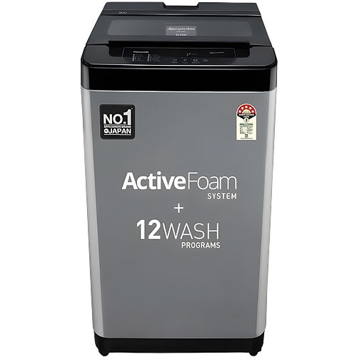 Panasonic 6.5 Kg 5 Star Fully Automatic Top Load Washing Machine with Lint Filter | Wings Pulsator | 12 Wash Programs | Glass Lid | Adjustable legs | Child Lock (NA-F65C3CRB, Charcoal Inox Gray)