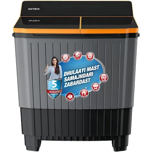 Intex SA70BGHG | 7 KG Semi-Automatic Washing Machine (Black & Grey)