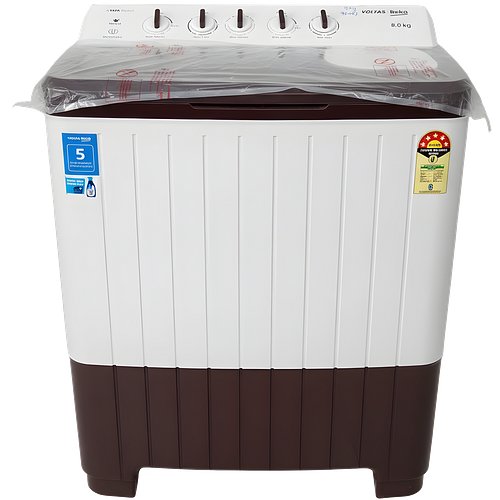 Voltas Beko, A Tata Product 8 Kg 5 Star Semi-automatic Top Load Washing Machine with Double Waterfall Technology (WTT80UHA, Burgundy, 5 Knob Control Method)