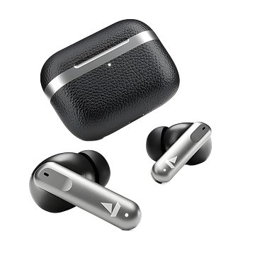 boAt Airdopes 111v2, Leather Finish,4Mics ENx,50HRS Playback,13mm Drivers,Fast Charge Bluetooth (Classic Black, True Wireless)