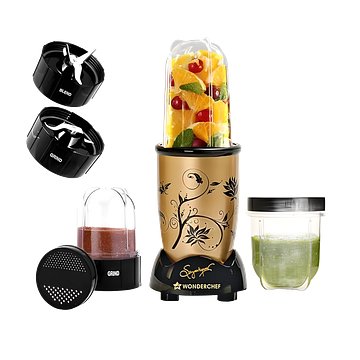 Wonderchef Nutri Blend 2 Jars Mixer, Grinder, Blender With Transparent & Unbreakable Jars, 400 Watts, Super Sharp Blades (Champagne)