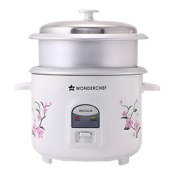 Wonderchef Regalia Electric Rice Cooker | 1.8 L, 700W | 2 Non-stick Bowls Serve 7-8 | Keep Warm Function | Uniform Cooking | Steam Veggies, Make Pulao, Khichdi, Momos | 2-Year Warranty