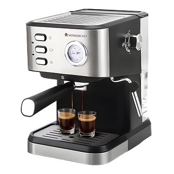 Wonderchef Regenta Espresso Coffee Machine, 19-bar, Make Espressos, Cappuccinos & Lattes at Home, With Steamer, Metal Porta Filter, Temperature Dial, 2 Year Warranty