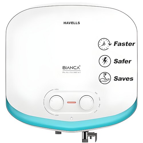 Havells All New Bianca+ 10L 5 Star 3-in-1 Convertible Storage Water Heater(Geyser)|Dual Element|33% Fast Heating|Shock Safe Plug|7 Year Tank & 5 Year element Warranty|Free Installation & Flexi pipe