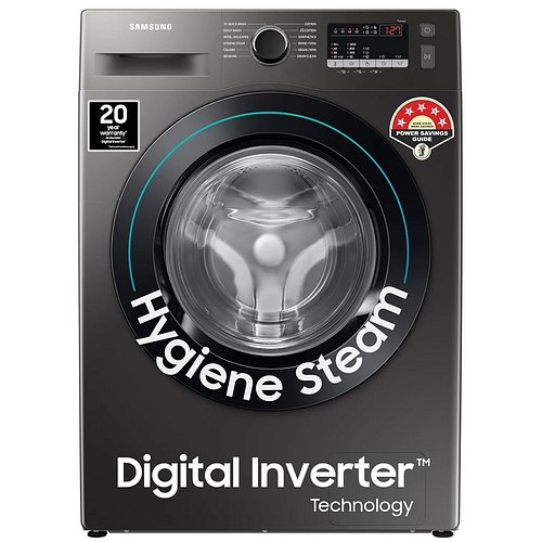 Samsung, 8.0 kg 5 Star Front Load Washing Machine with Hygiene Steam, WW80T4040CX1TL