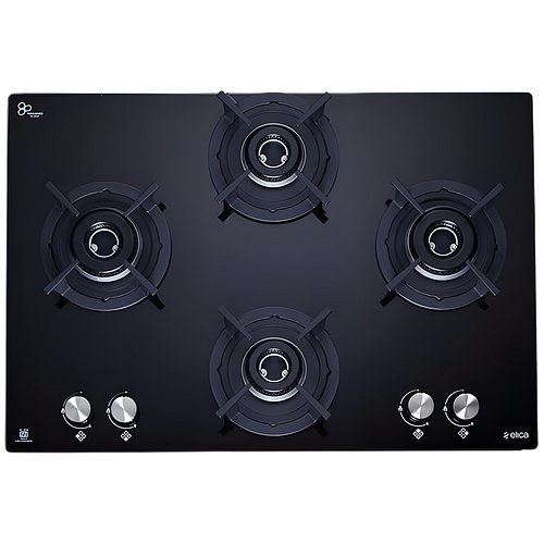 Elica 60cm 4 Burner Auto Ignition Hob-Top | RG Flexi HCT 460 DX Lotus BK | Italian Sabaf Valves & Burners
