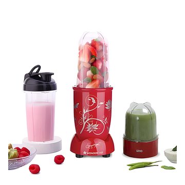 Wonderchef Nutri Blend 2 Jars Mixer, Grinder, Blender With Transparent & Unbreakable Jars, 400 Watts, Super Sharp Blades (Red)
