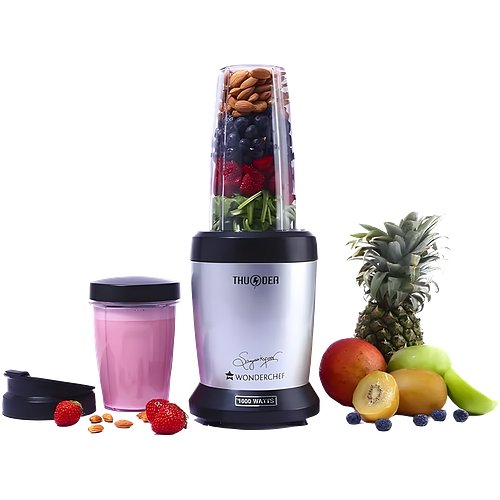 Wonderchef Nutri-Blend Thunder, 22000 RPM Mixer-Grinder, Blender, Stainless Steel 6-Blade Assembly, 2 Unbreakable Jars, 2 Years Warranty, 1000W - Silver