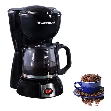Wonderchef Onyx Brew Coffee Maker, Borosilicate Glass Carafe, Anti-Drip System, Filtered Water Drip Coffee Tank, 2 Years Warranty