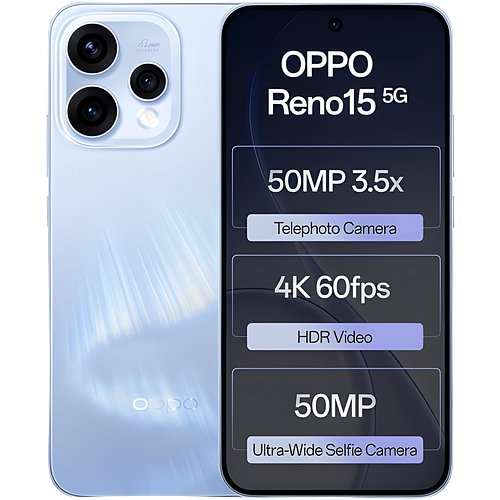 Oppo Reno15 5G (Aurora Blue, 256 GB) (12 GB RAM)