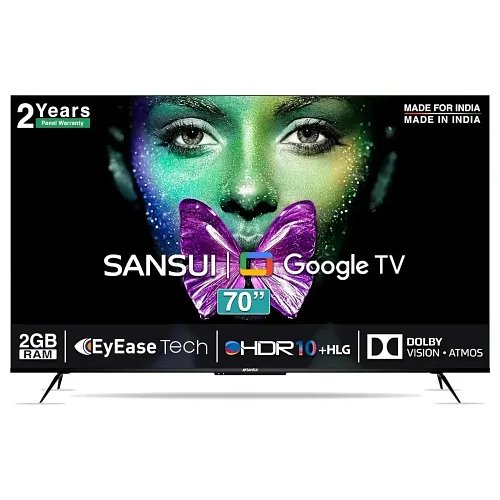 Sansui 178 cm (70 inch) Ultra HD (4K) LED Smart Google TV with Dolby Vision & Atmos | DTS Sound | Zen Panel | HDR10+ | Filmmaker Mode | Hands-Free Voice Command (JSW70GSUHDFF)