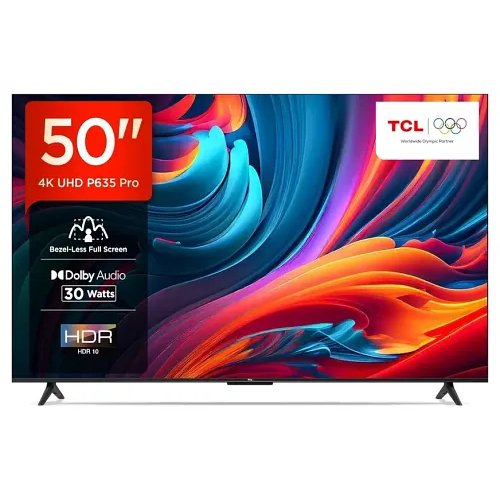 TCL 126 cm (50 inches) Bezel-Less Full Screen Series Ultra HD 4K Smart LED Google TV 50P635 Pro