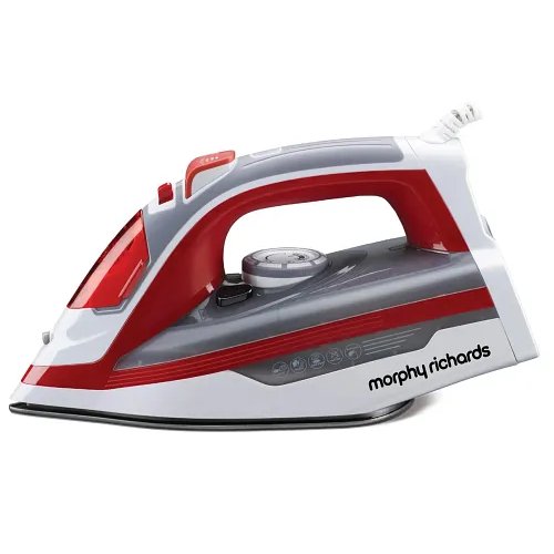 Morphy Richards Ultra Glide 1600W Steam Iron, Teflon Coated Soleplate, Red & Grey
