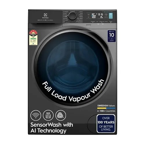 Electrolux 11kg 5 Star Fully Automatic Front Load Washing Machine with AI SensorWash, WiFi, Full Load Vapour Wash, EcoInverter, Dark Silver, UltimateCare 700, EWF1142R7SB
