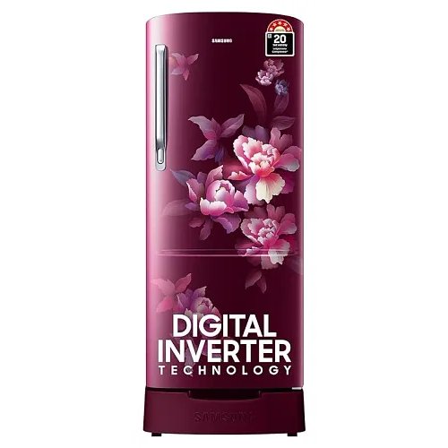 Samsung RR20D2725RZ/NL 183L 5-Star Single Door Refrigerator with Digital Inverter Technology (Midnight Blossom Red)